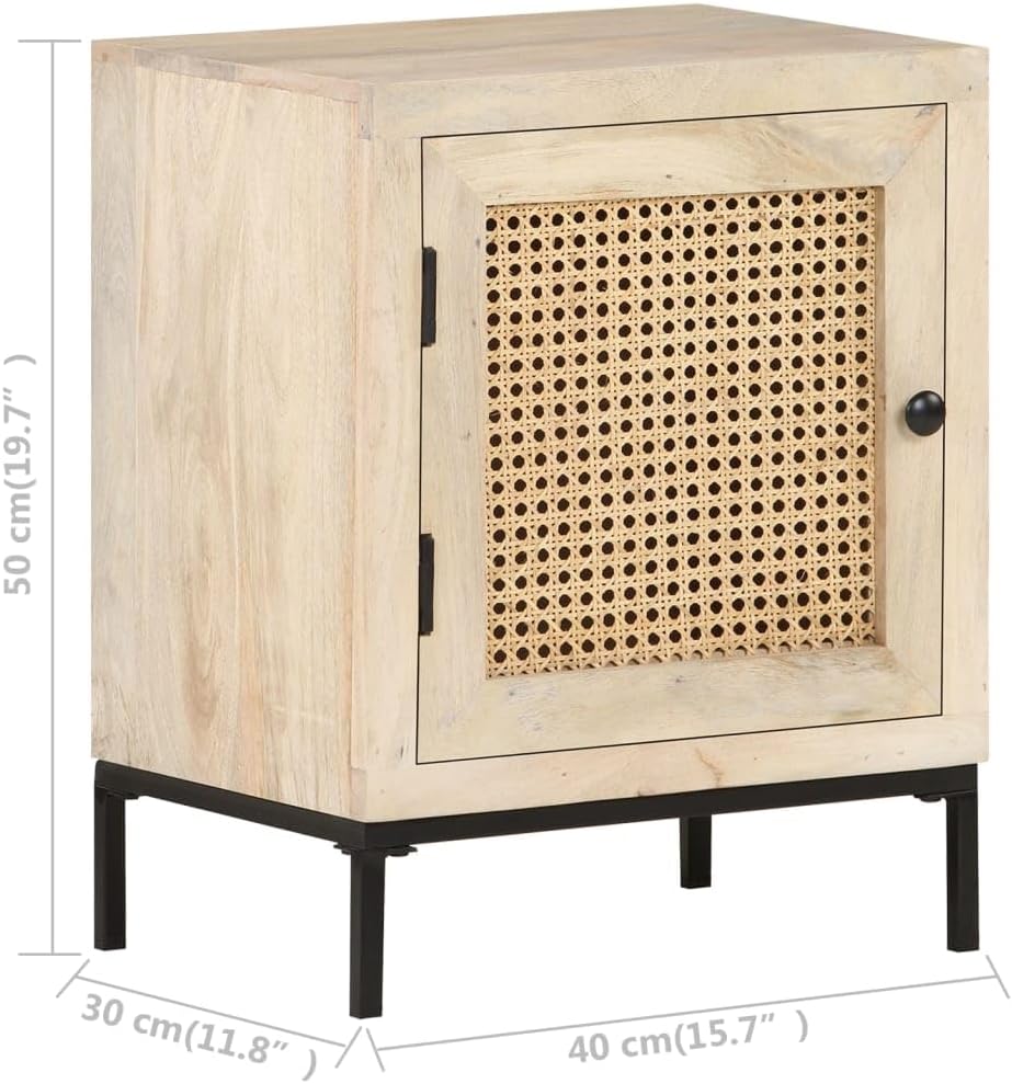 vidaXL Mangoholz Massiv Nachttisch mit Tür Nachtschrank Nachtkonsole Nachtkommode Schlafzimmer Kommo