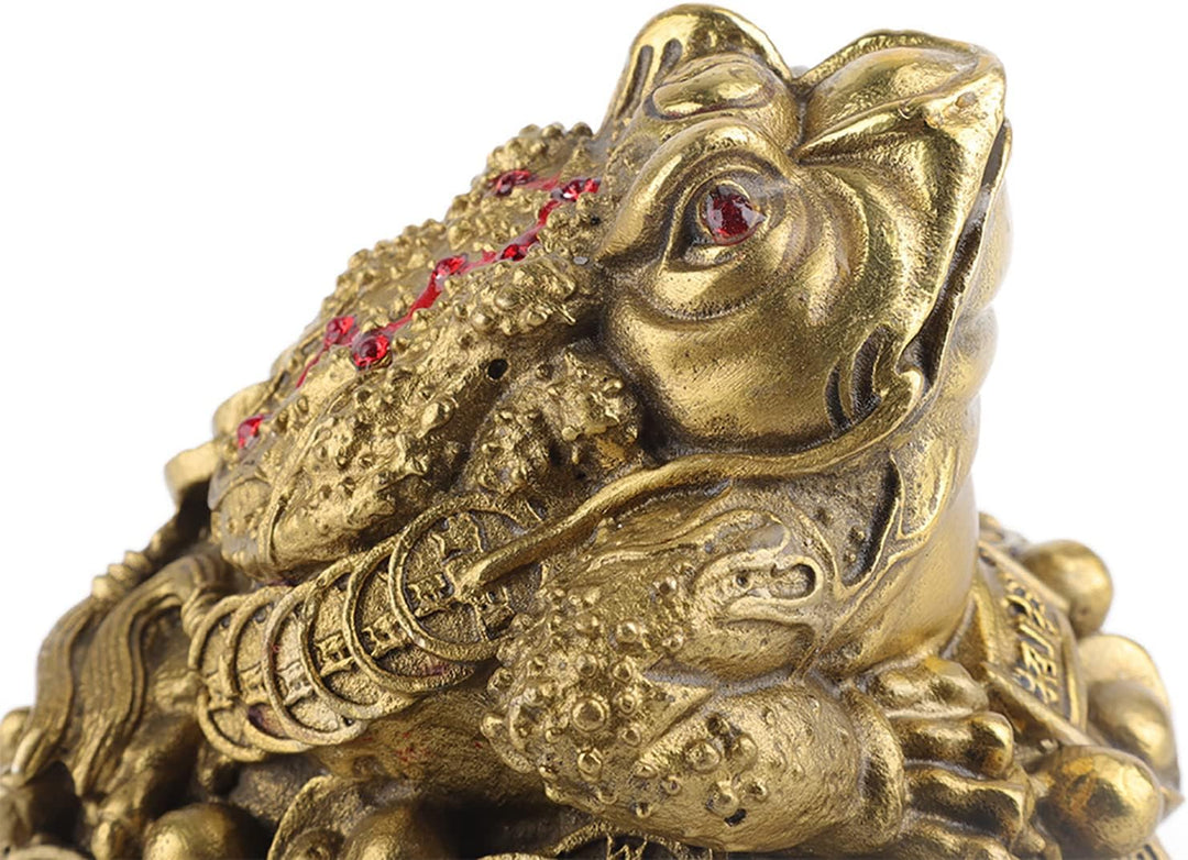 Zerodis Chinesische Feng Shui Frösche Messing Goldene Kröten Dreibeinige Statue Geldfrösche Reichtum