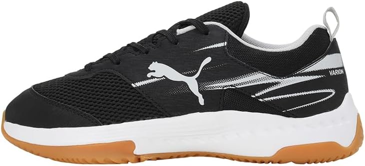 PUMA Unisex Kinder Varion Li Jr Indoor Court Shoe, Black Cool Light Gray Yellow Blaze Gum