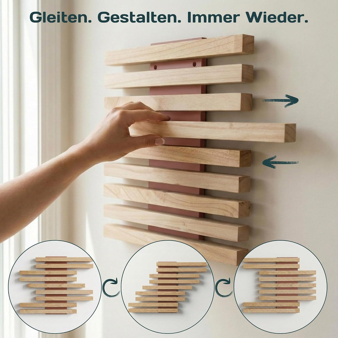 Wandregal Holz Hängend - Modulares Bücherregal Set aus Massivholz - Schwebendes Regalbrett für Wohnz