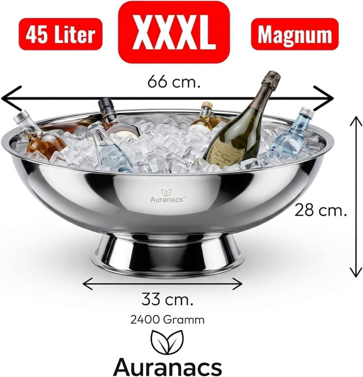 Maximus | Imperiale Edelstahl-XXXL Bowl | Spiegelpolierte Getränkekühler-Bowl | Gigantische Ø 66 cm