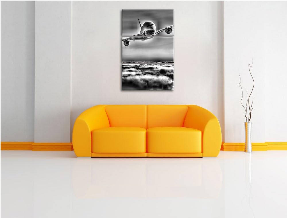Pixxprint Flugzeug über den Wolken 3Teiler 120x80 cm Leinwandbild Wandbild Kunstdruck