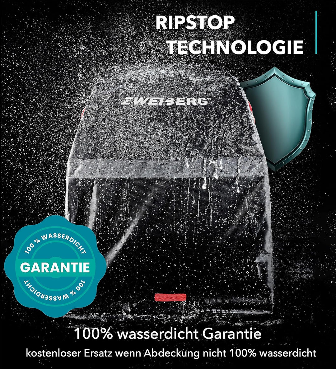 ZWEIBERG® Faltgarage für Fahrradanhänger Universelle Robuste und wasserdichte Abdeckung Regenschutz