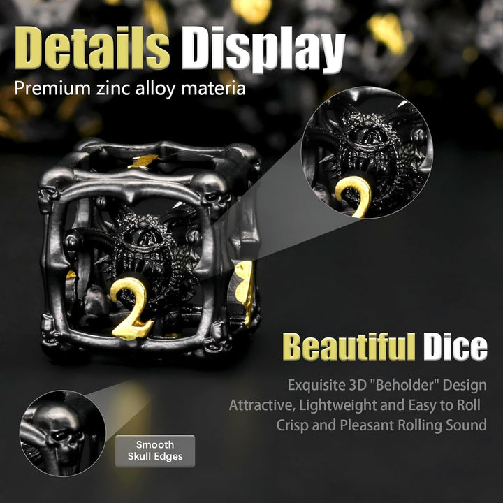 Beholder Würfelset, DND Würfel Metall Dice Set, ZHOORQI W20 Würfel Polyedrische Würfel für Dungeons