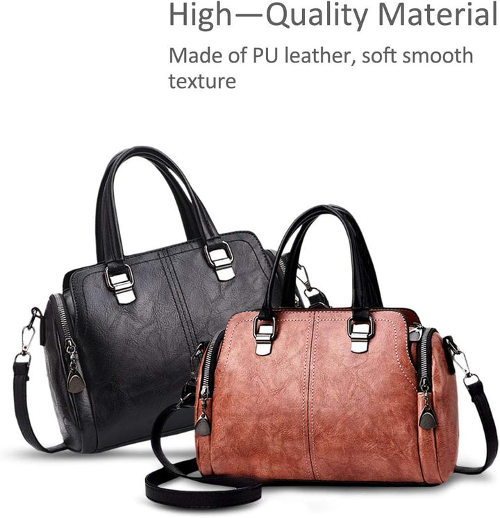 NICOLE&DORIS Damen Mode Taschen mit hohem Tragegriff Retro Handtaschen Schultertasche Umhängetasche