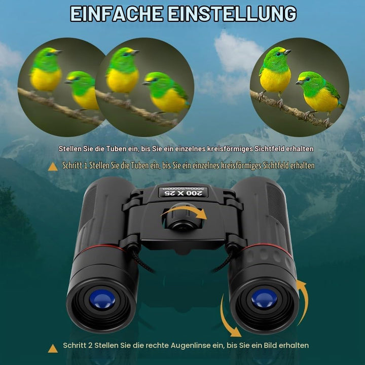 OFFCUP 200x25 Kompakt Fernglas für Erwachsene und Kinder, Ferngläser mit Tragetasche FaltbaresFeldst