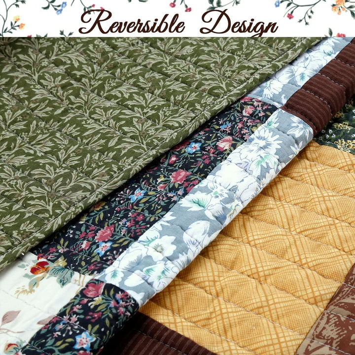 Cozy Line Home Fashions Tagesdecken-Set aus 100 % Baumwolle mit handgenähtem Patchwork im Landhausst