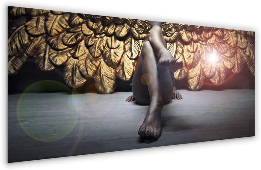 artissimo, Glasbild XXL, 125x50 cm Querformat, AG5387A, Fashion und Frauen: Akt Engel, Bild aus Glas