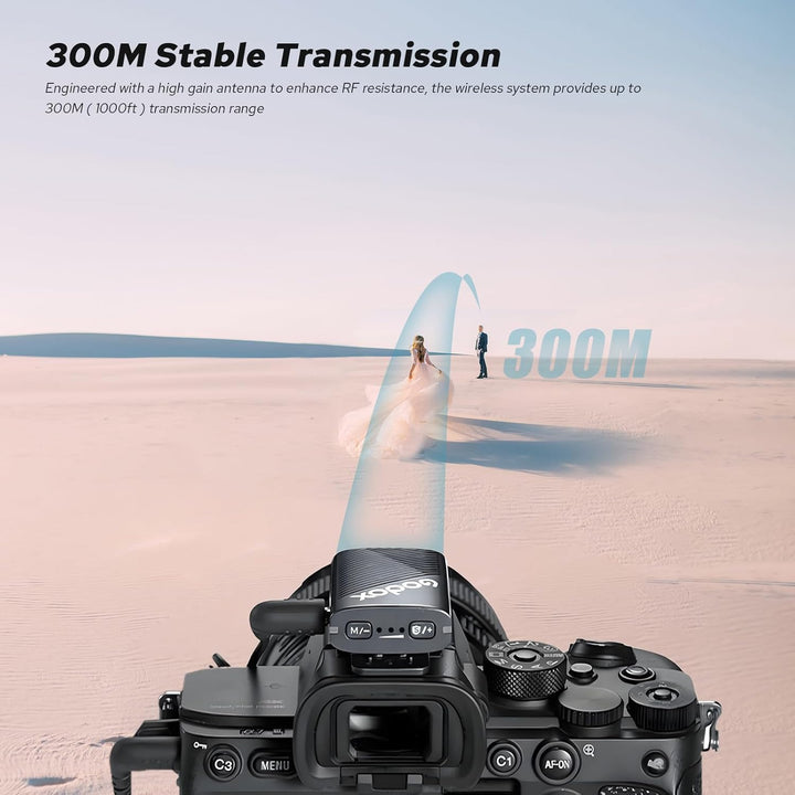 Godox Cube-C Combo Kit2 Wireless Lavalier Mikrofon für Kamera/iPhone/Android/PC,300m Reichweite, 48K
