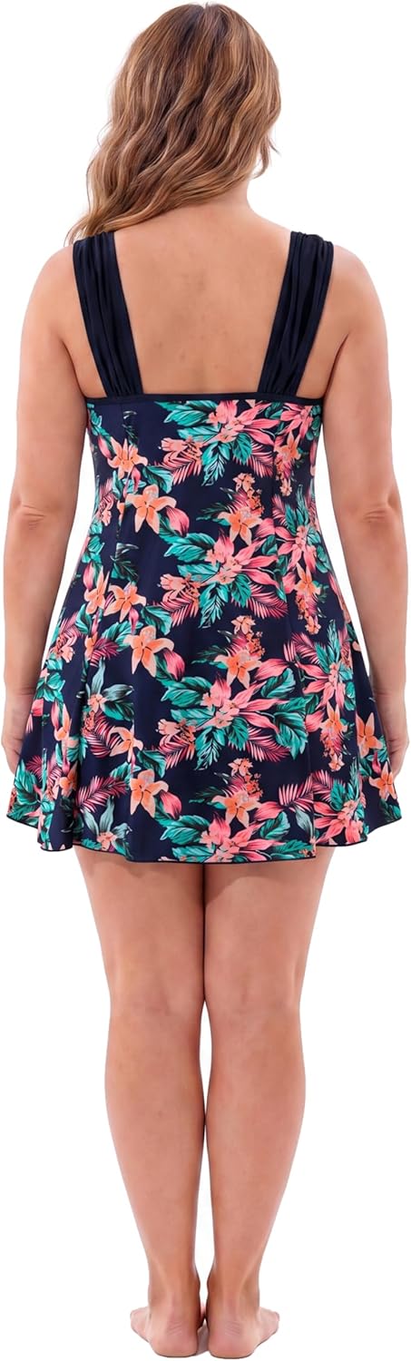 Wantdo Damen Badeanzüge Sommer Bauchweg Tankini Bademode mit Bügel Badekleid Einteiler Schlanke Stra