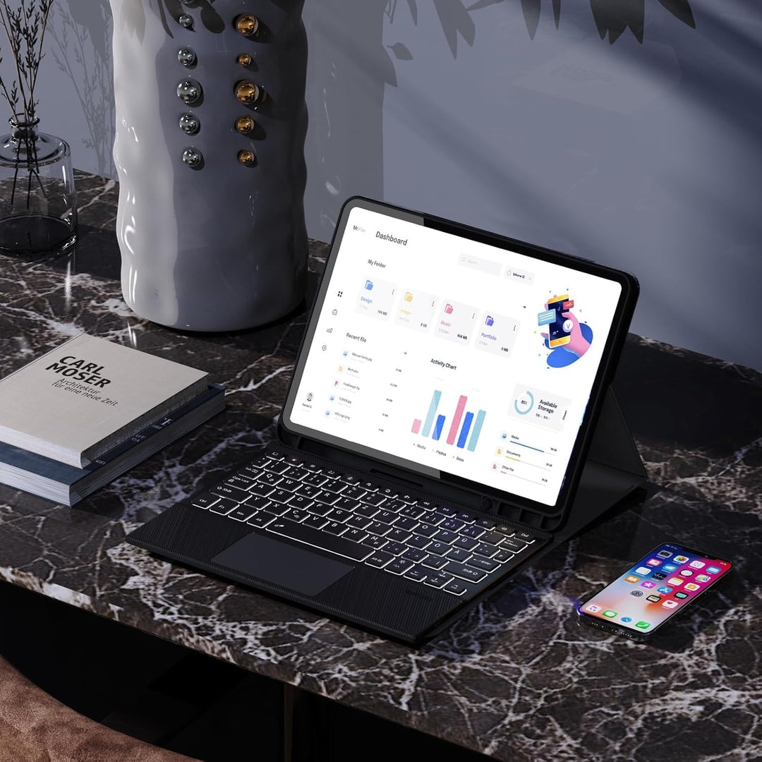 Bluetooth Tastatur Hülle mit Trackpad für Lenovo Tab K11 Plus 11,5 Zoll, Kabellose Abnehmbare Tastat
