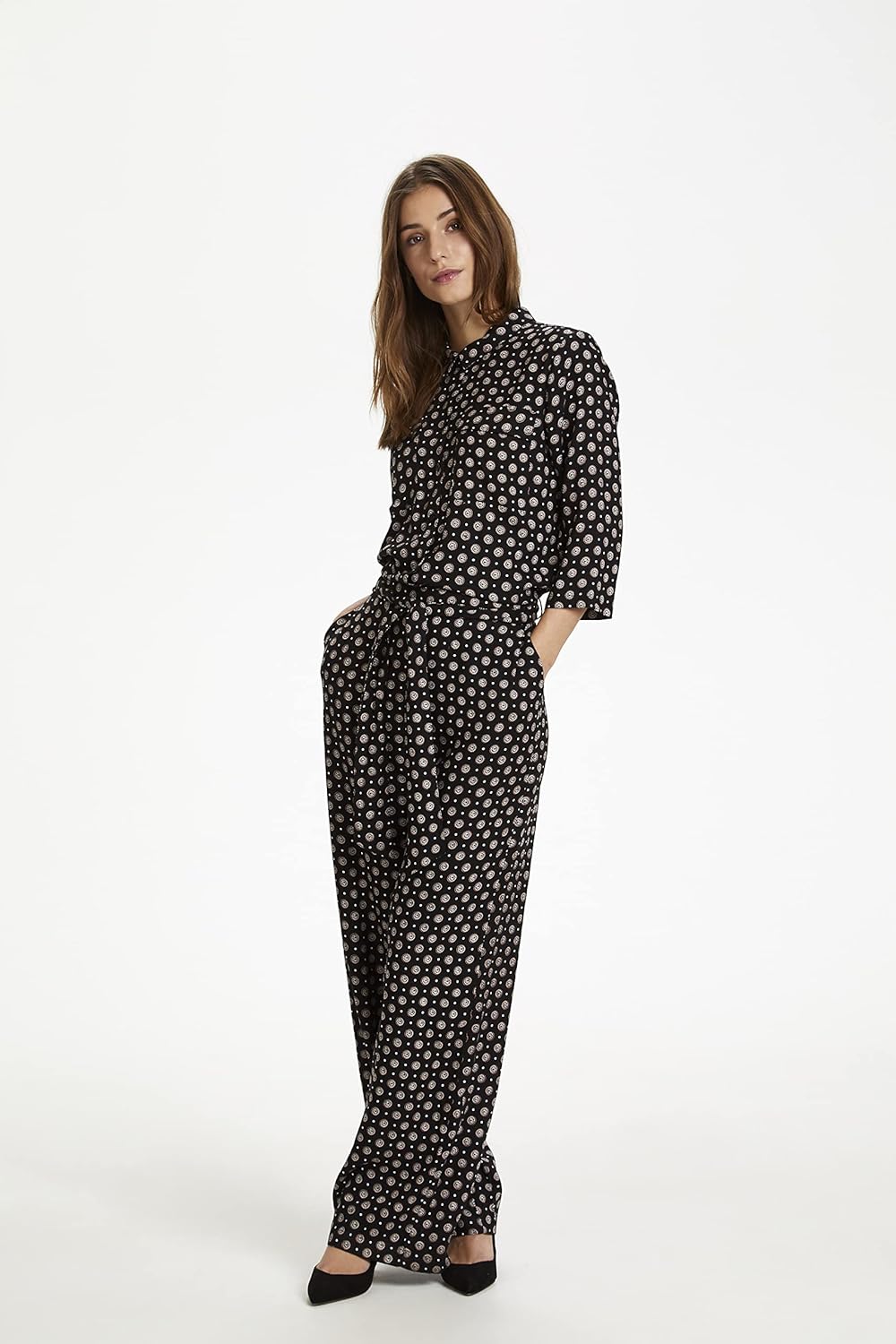 KAFFE Damen Jumpsuit 34 Black Tie/dot AOP, 34 Black Tie/dot AOP