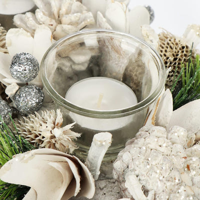 COM-FOUR® Adventskranz länglich, Kerzenständer Weihnachten für 4 Kerzen, Kerzenhalter, Adventsgestec