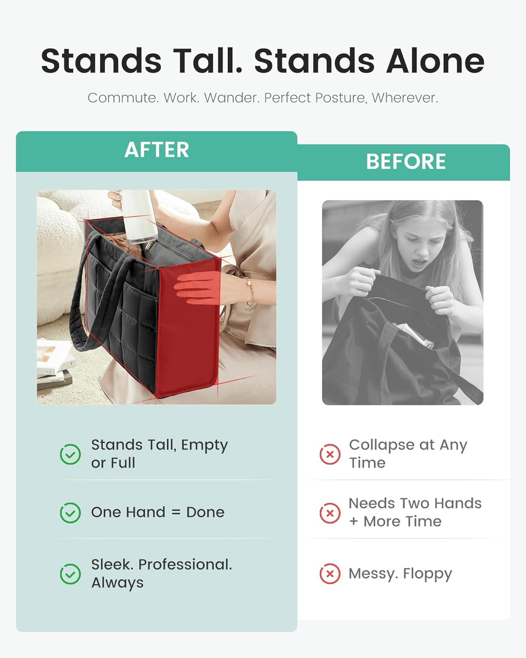 LOVEVOOK Handtasche Damen Shopper Tasche, Puffer Laptoptasche 15.6 Zoll Arbeitstasche Aktentasche, G