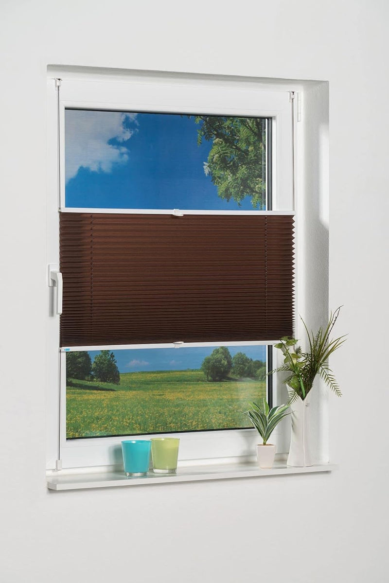 K-home Klemmfix-Plissee, Braun, 100cm x 130cm (B x L) 100 x 130 (B x L) Braun, 100 x 130 (B x L) Bra
