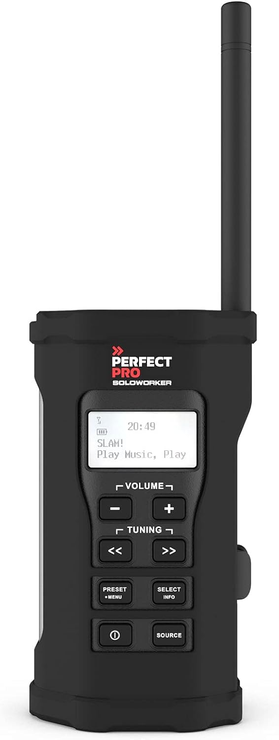 PerfectPro Baustellenradio SOLOWORKER, DAB+ und UKW Empfang, Bluetooth, AUX-Eingang, Inklusive Ladeg