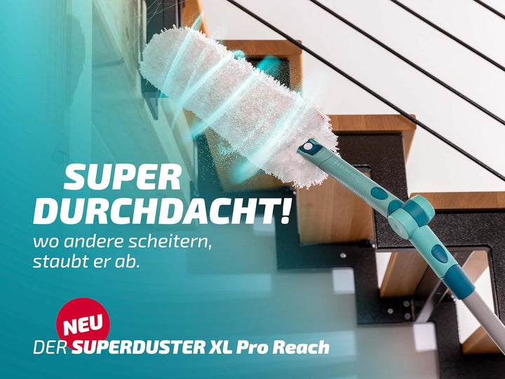 Leifheit SUPERDUSTER XL Pro Reach Set, Staubwedel lang ausziehbar durch 43 cm Langen Stiel, waschbar