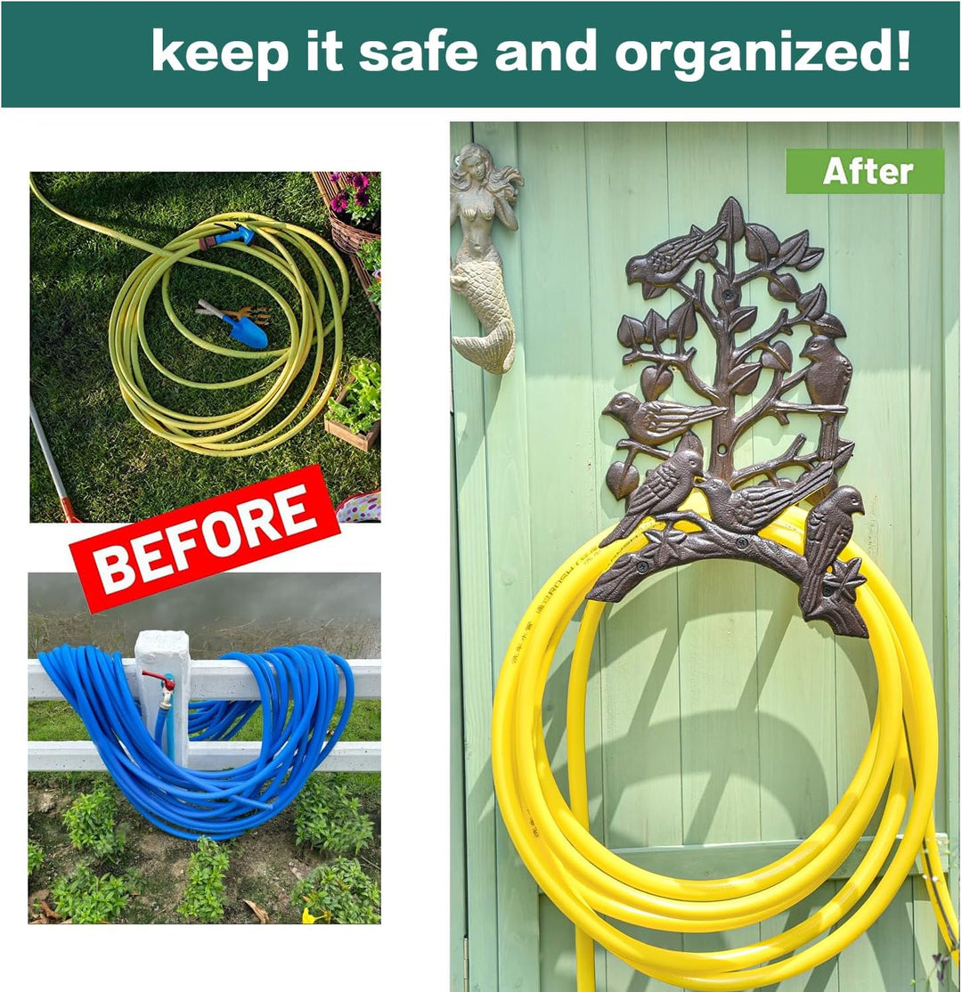 Sungmor robuster Gartenschlauchhalter aus Gusseisen | Wasserschlauch-Aufhänger | Wandhalterung | dek