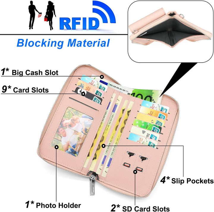 HNOOM Handytasche zum Umhängen RFID Schutz Geldbeutel Damen Umhängetasche Klein Crossbody Handytasch