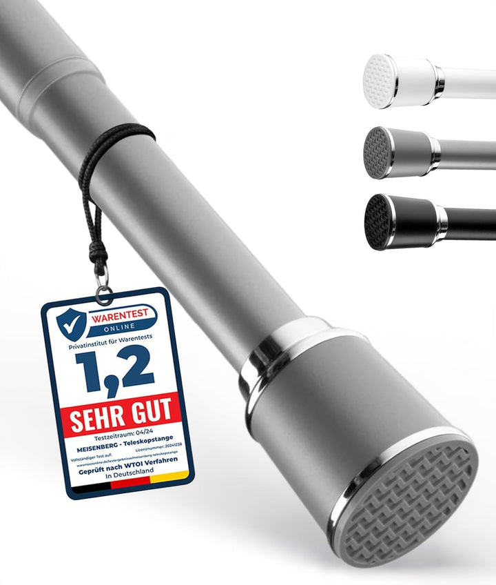 Teleskopstange zum Klemmen 320-370cm, Grau, Ø 32 mm, Klemm Gardinenstange ohne Bohren - Vorhangstang