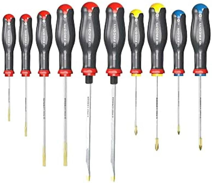 Facom at.J10 Schraubendreher-Satz Standard-Schraubendreher 10 PIECES - Lames Rondes, Standard-Schrau