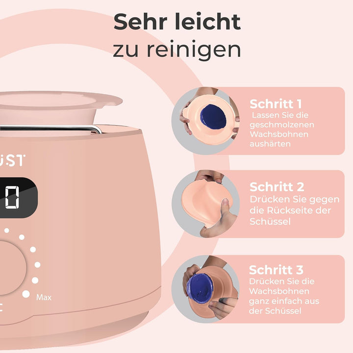 Wachswärmer-Set Pink mit 600g Wachsperlen & viel Zubehör, inkl. After-Wachs-Spray, Wachsset Waxing P