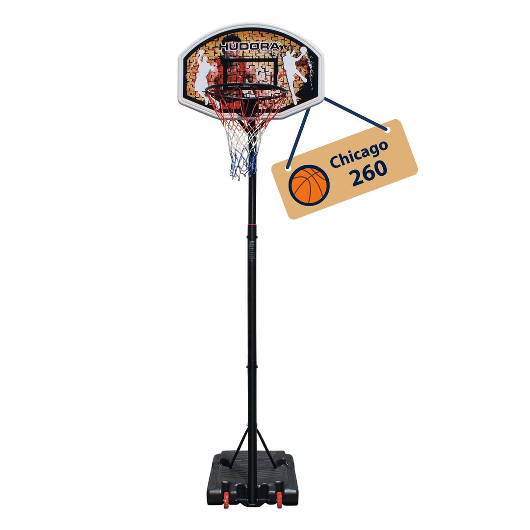 HUDORA Basketballständer Chicago 260 - Basketballkorb mit Ständer für Kinder und Erwachsene - Höhenv