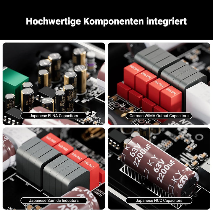 Fosi Audio V3 Mini Verstärker, 300Wx2 Stereo Verstärker Hifi mit TPA3255 Amp Chip & Austauschbare Op