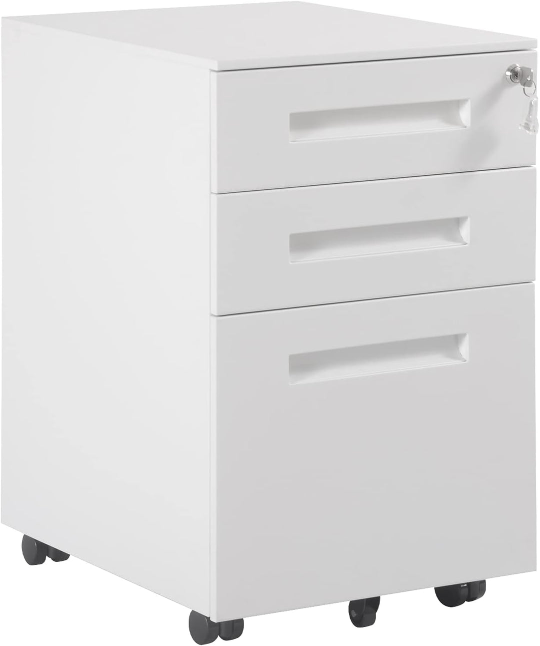WOLTU Rollcontainer Metall, Mobiler Aktenschrank Büroschrank mit 3 Schubladen Bürocontainer, abschli