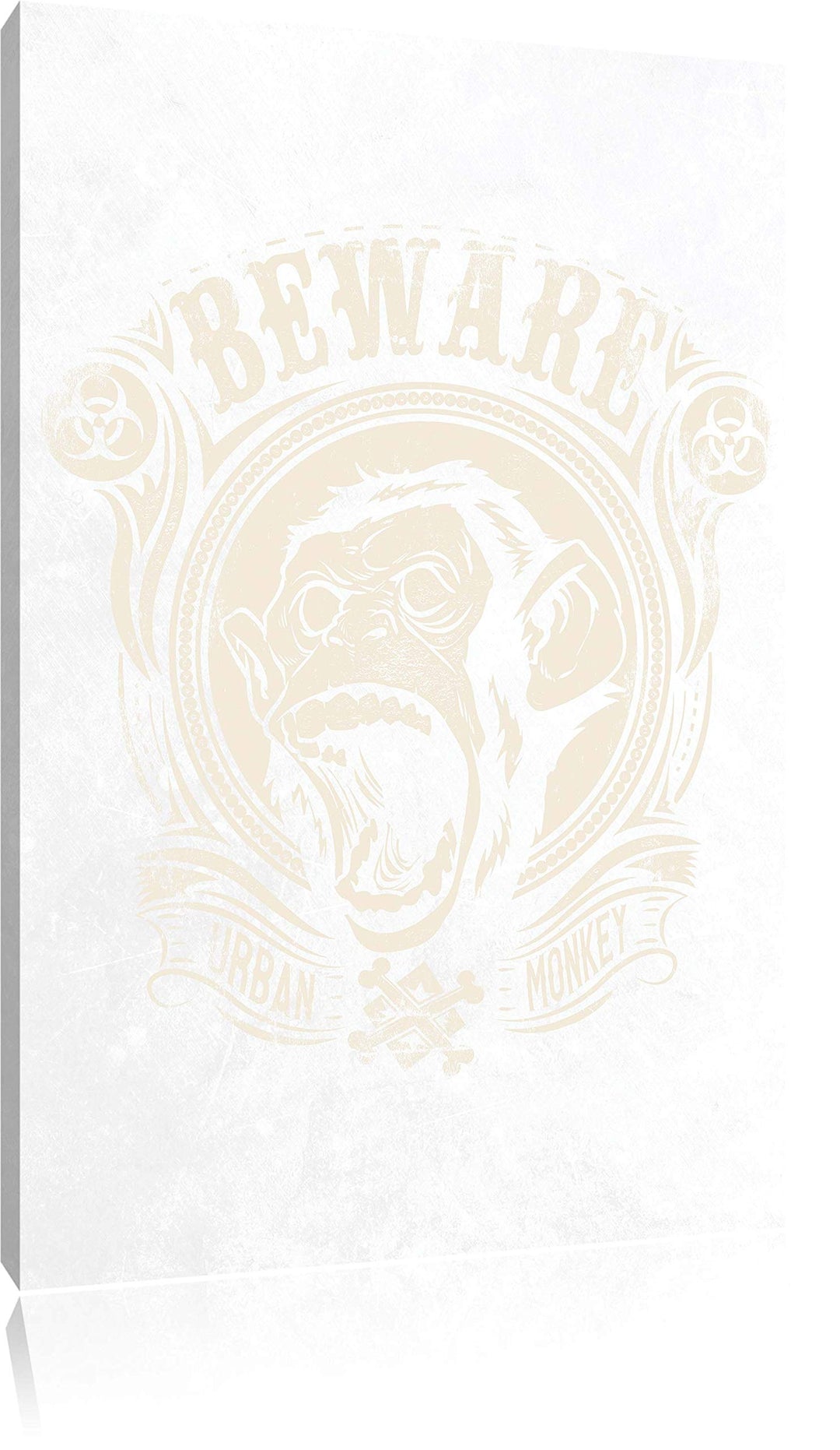 Urban monkey white Bild auf Leinwand, XXL riesige Bilder fertig gerahmt mit Keilrahmen, Kunstdruck a