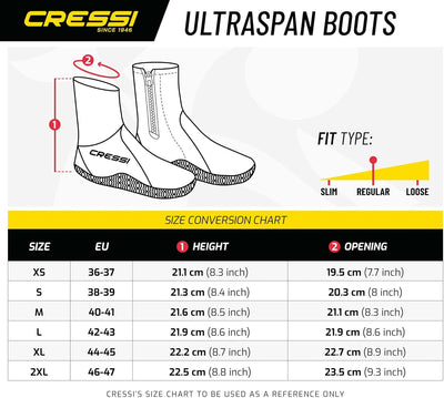 CRESSI Herren Tauch Fusslinge 100% Ultra Span Boots 5mm (no zip), schwarz 40/41 EU, 40/41 EU