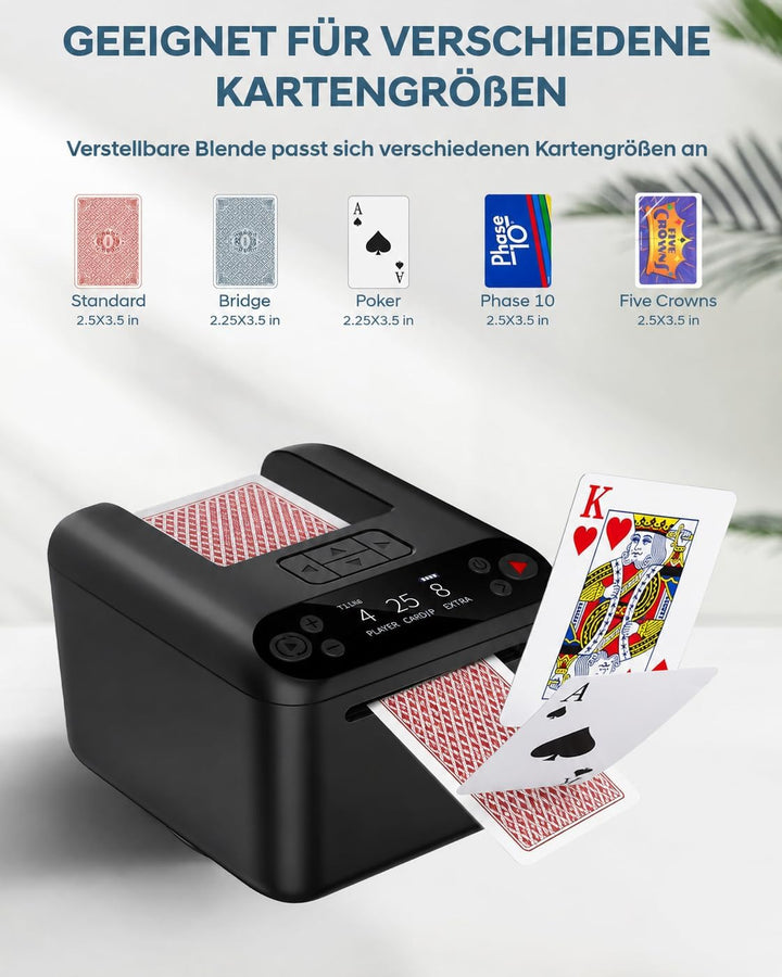 Automatischer Karten Austeiler, 180°/360° Drehung für 1–3 Decks, Karten Verteiler, 2–12 Spieler mit