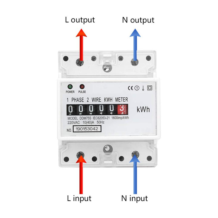 Digitale Stromzähler 1 Phase, AC 220V/230V 10-40A 2 Draht 4P Einphasiger Stromzähler Hutschiene, KWh