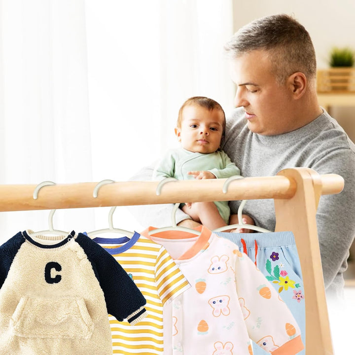 40 Stück Set Kleiderbügel Kinder Weiss, Kinderkleiderbügel aus Kunststoff rutschfest, Baby Kleiderbü