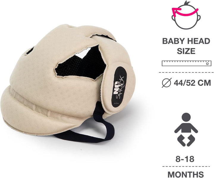 OKBABY Krabbelhelm - weicher Schutzhelm - für Kinder von 8-18 Monaten (Kopfumfang 44-52cm) Beige, Be