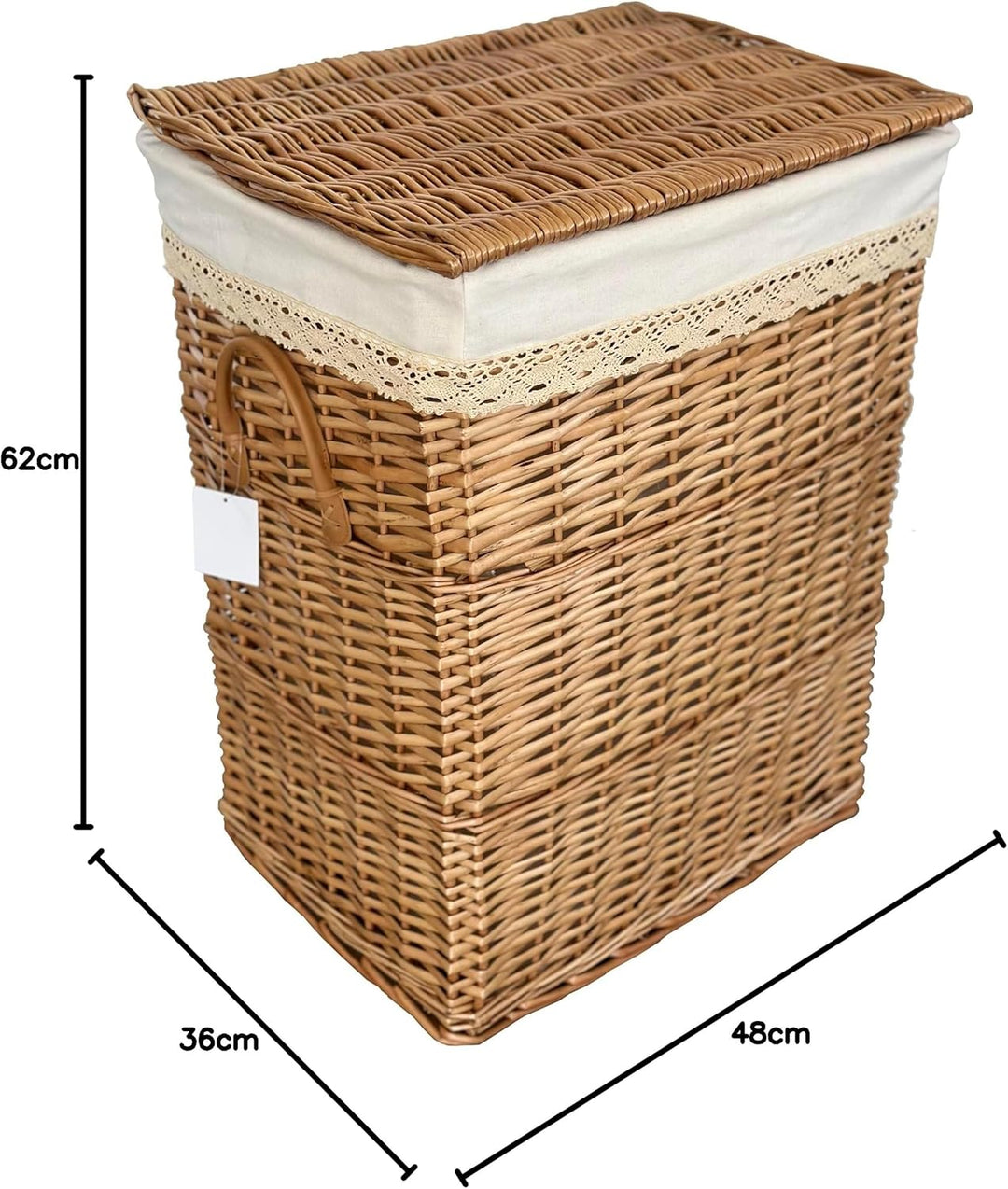 DVier Wäschekorb Wäschesammler beige weide rechteckig 90L 48x36 H.62