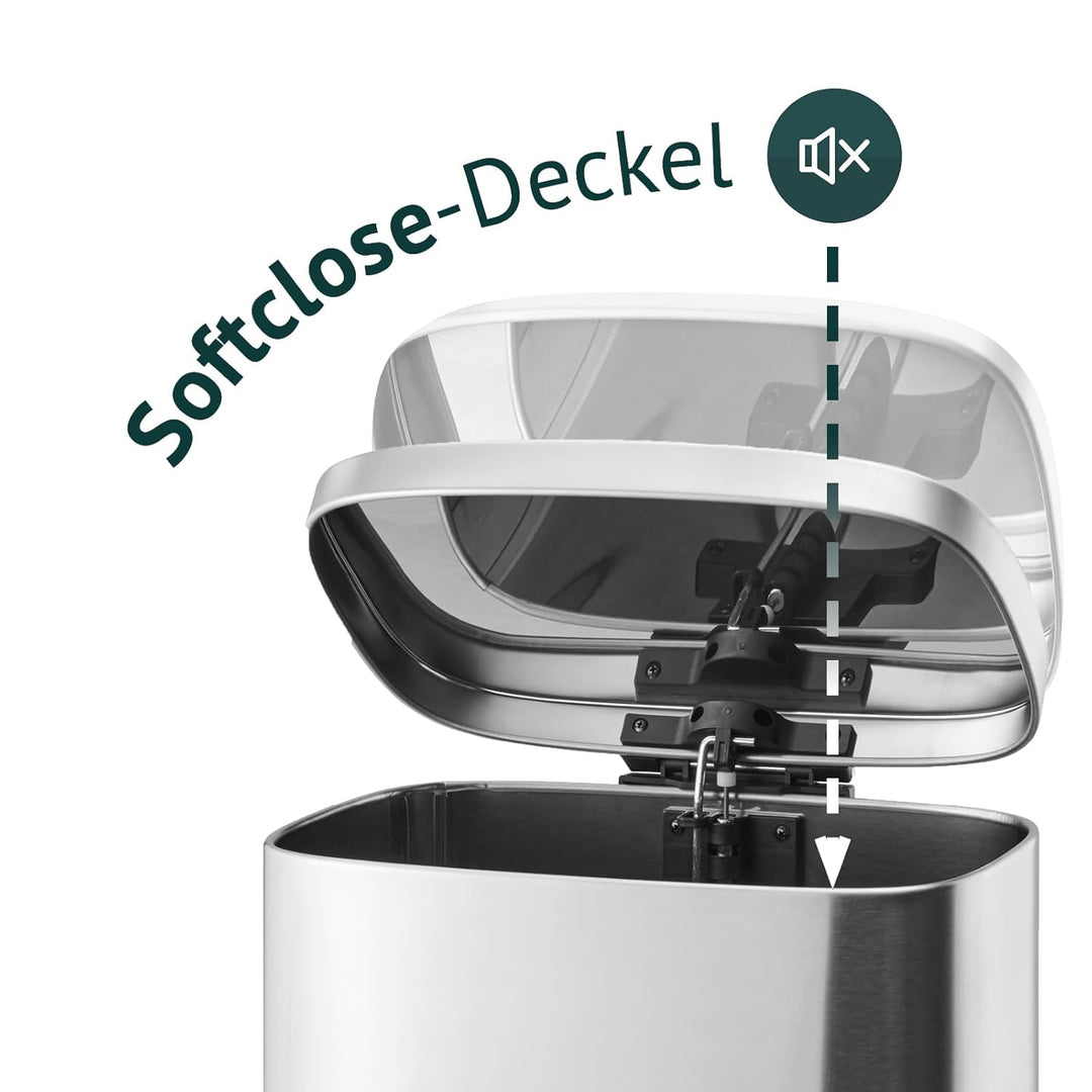 SVITA Mülleimer TQ30 silber 30L Treteimer Edelstahl Abfallbehälter Müllsammler mit Pedal Edelstahl S