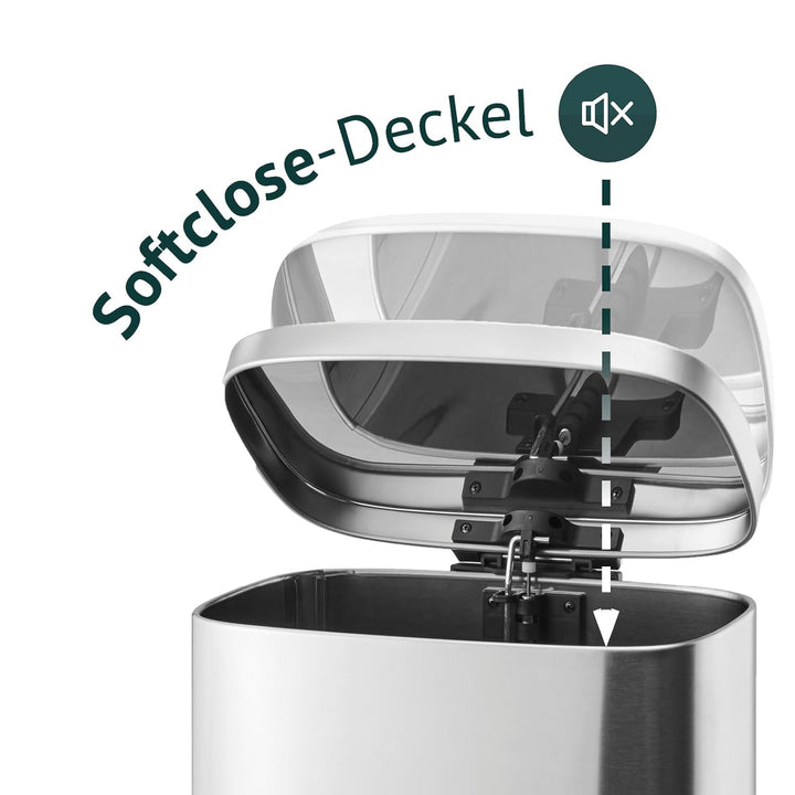 SVITA Mülleimer TQ30 silber 30L Treteimer Edelstahl Abfallbehälter Müllsammler mit Pedal Edelstahl S