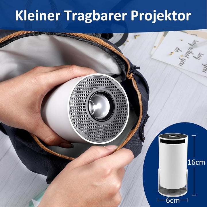 Mini Beamer 4K Unterstützt Android 11,Beamer Handy Outdoor 180°Drehbarer,Mini Projector 5G WiFi 6 BT