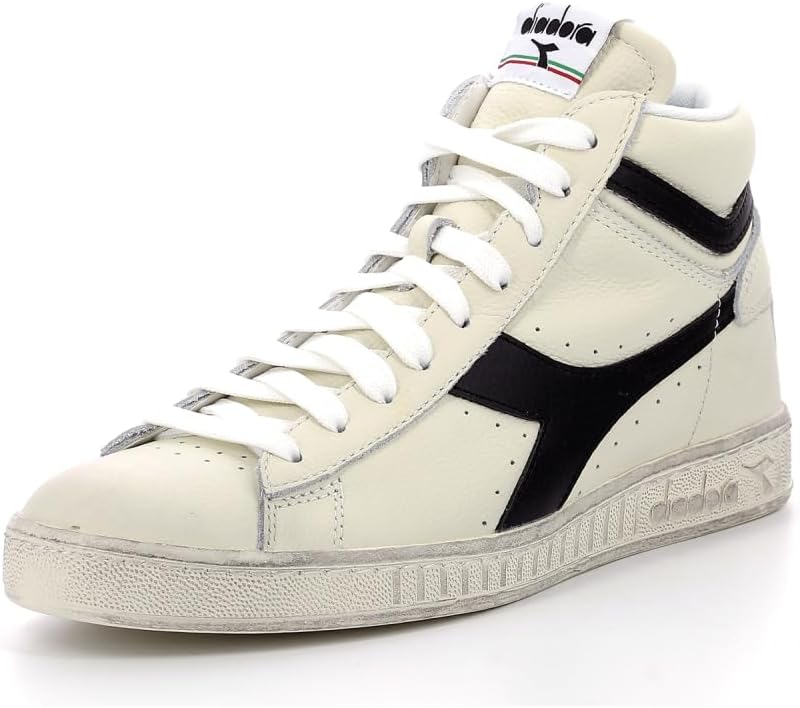 Diadora Unisex Game L High Waxed Hohe Sneaker 41 EU Weiss Schwarz, 41 EU Weiss Schwarz