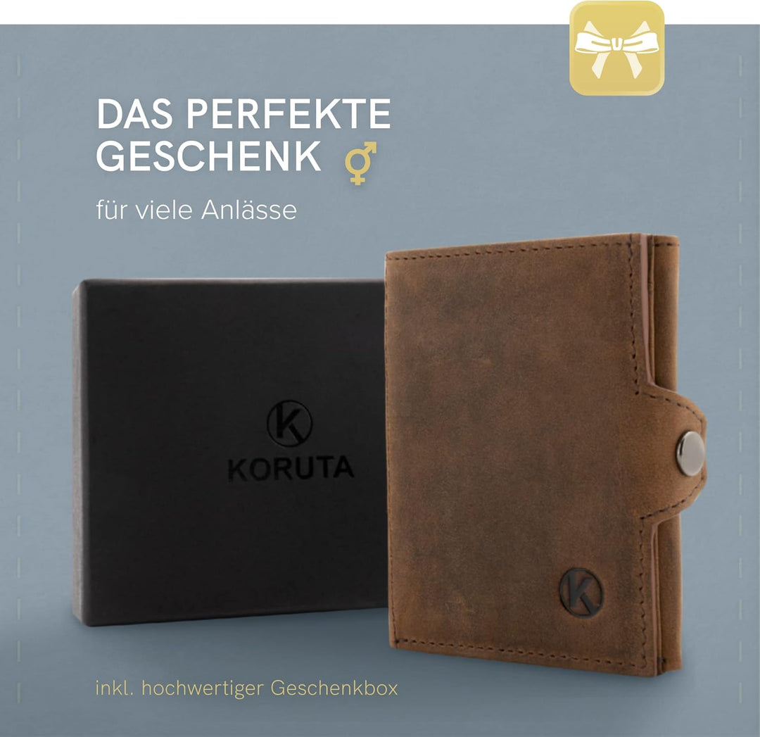 Slim Wallet mit Münzfach &amp; RFID Schutz - Kartenetui - Mini Geldbörse für Herren &amp; Damen - Kreditkart