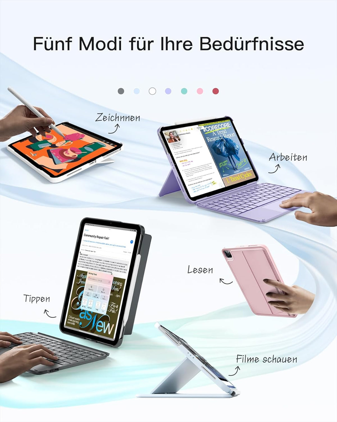 Inateck Hülle mit Tastatur,Ultraleichte Tastatur für iPad 10/11 Generation A16 2025 11 Zoll,iPad Air