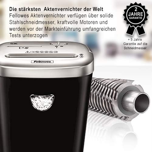 Fellowes Aktenvernichter Powershred 53C Partikelschnitt (P-4) mit CD Vernichtung, 10 Blatt, für 1 Nu