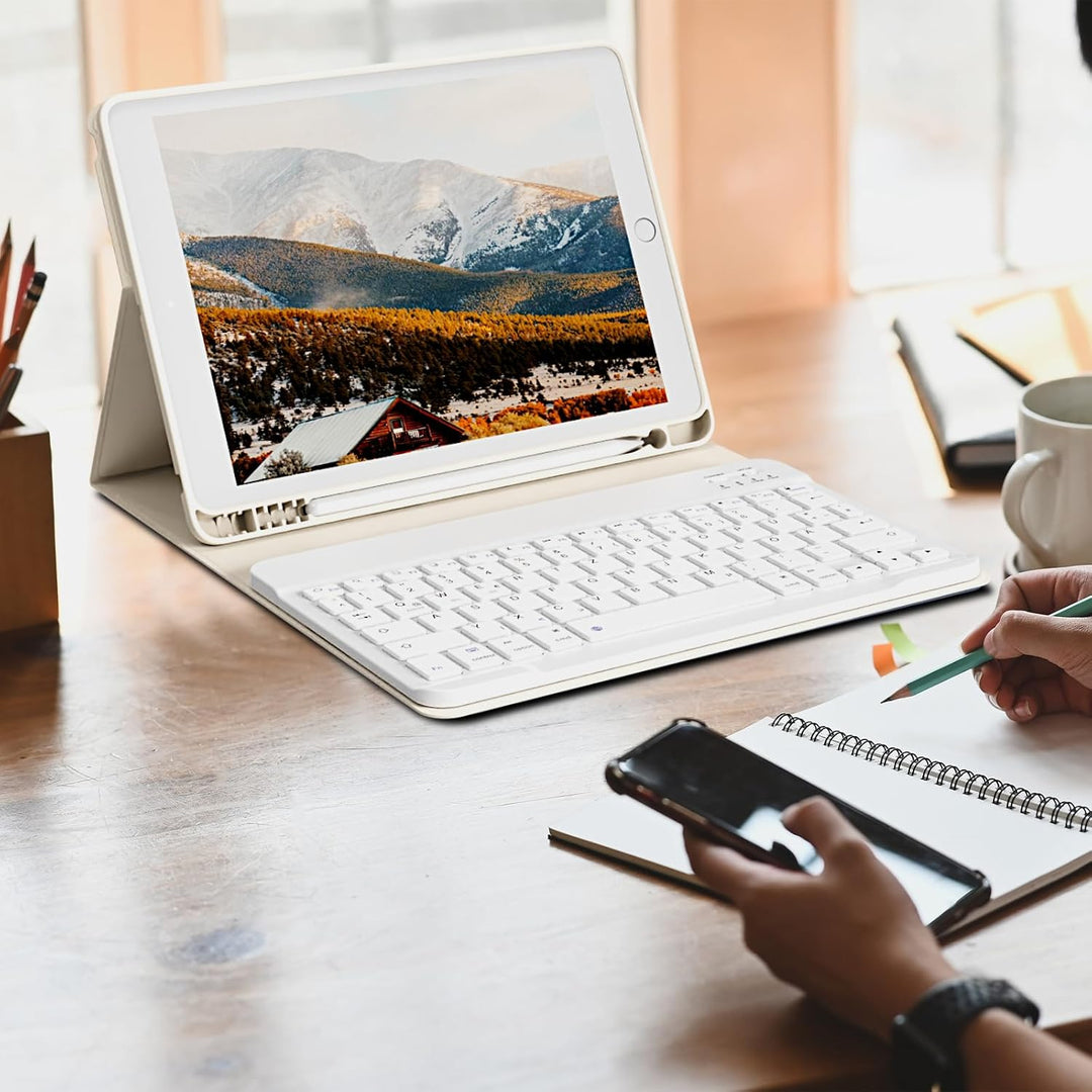 zoyu Hülle mit Tastatur für iPad 9./8./7. Generation 10,2 Zoll 2021/2020/2019, Abnehmbare kabellose