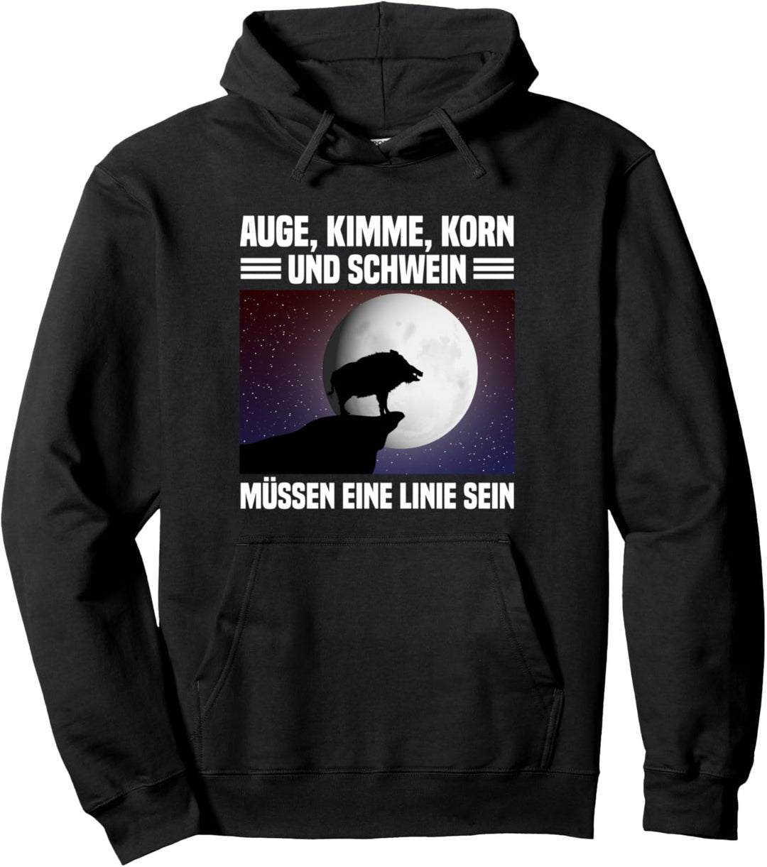 Auge Kimme Korn Wildschwein Spruch Jagen Jägerlatein Pullover Hoodie