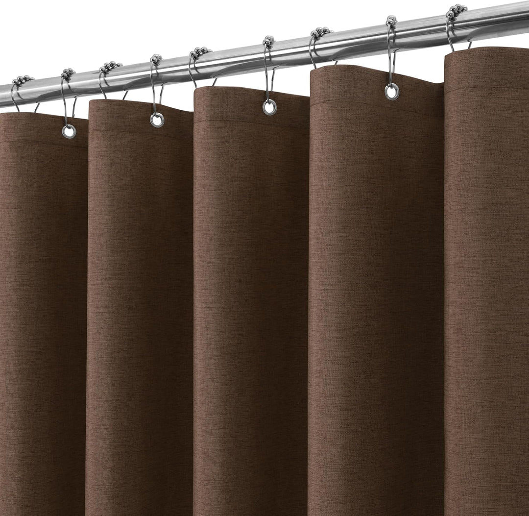 Duschvorhang Leinen mit Metall Duschvorhangringe Stoff Textil Badewannenvorhang Anti Schimmel Bad Vo