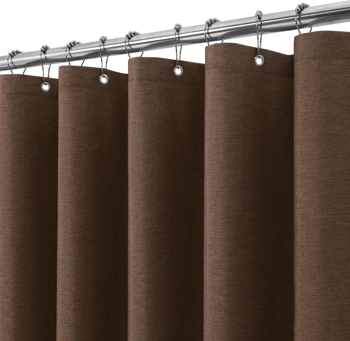 Duschvorhang Leinen mit Metall Duschvorhangringe Stoff Textil Badewannenvorhang Anti Schimmel Bad Vo