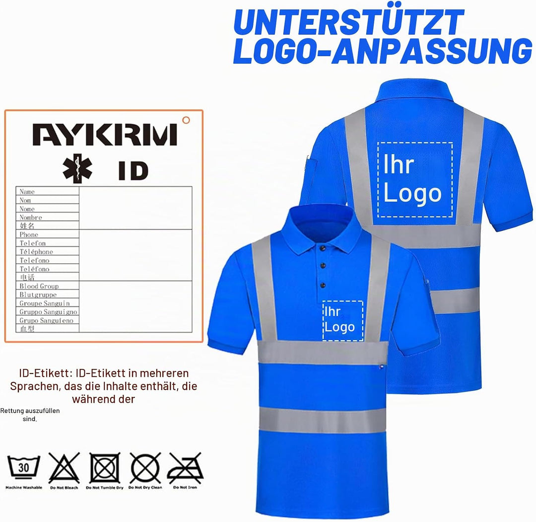 Warnschutz Polo T-Shirt Warnschutzshirt Warnshirt Warnschutz Arbeitskleidung 7 Farben XXL Kurzarm-bl