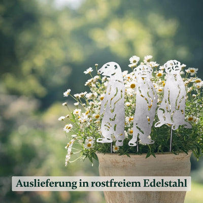VERDOBA Erdmännchen Gartendeko Rost - Erdmännchen Figuren Set in Rostoptik - Gartenstecker Rost - Ga
