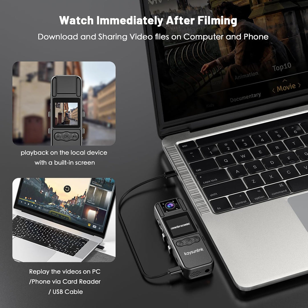 4K Körperkamera mit Audio- und Videoaufnahme, WiFi Modus, Mini-Polizei, tragbar, klein, persönlicher
